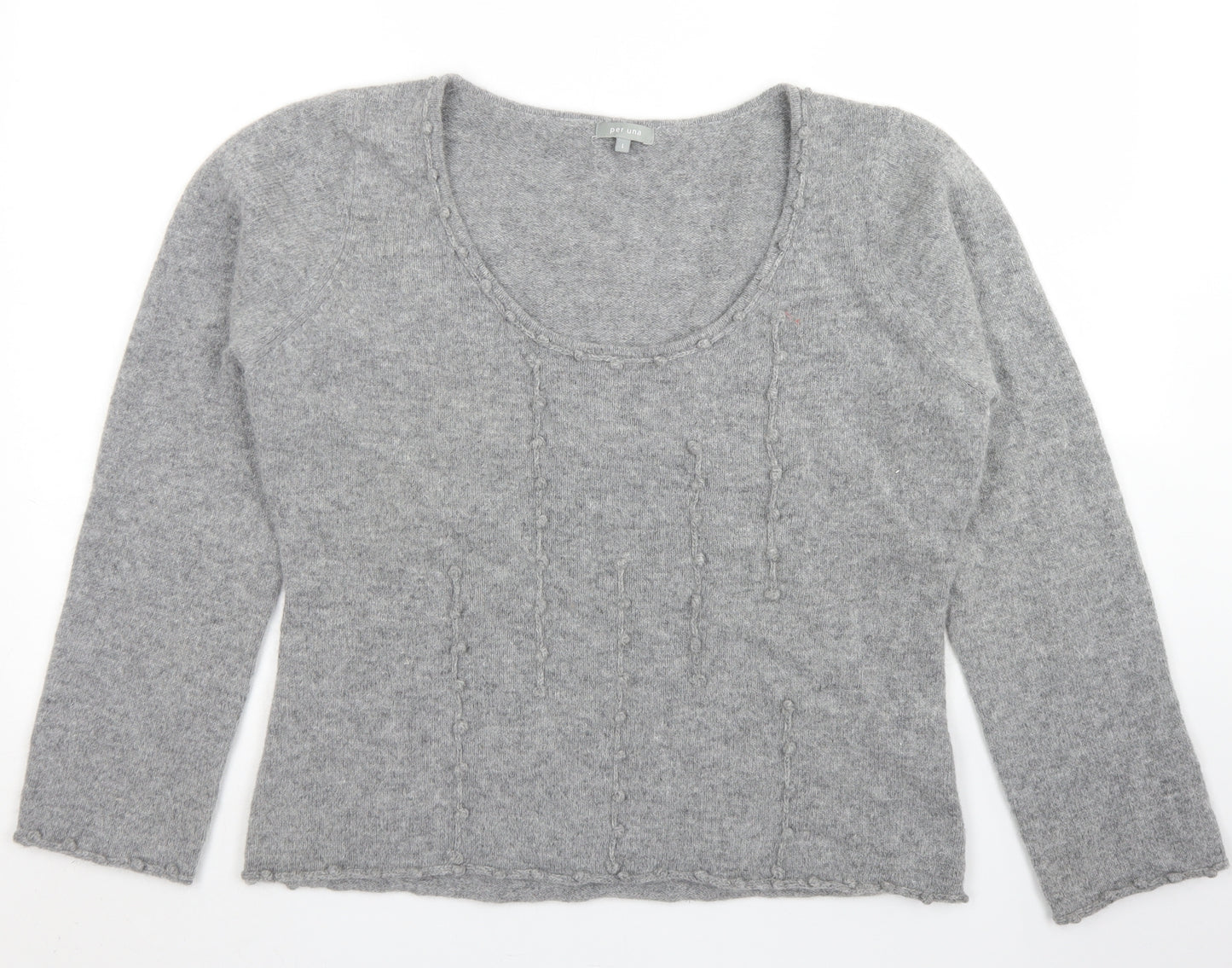 Per Una Womens Grey Scoop Neck  Wool Pullover Jumper Size L