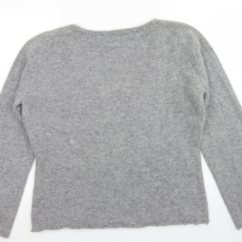 Per Una Womens Grey Scoop Neck  Wool Pullover Jumper Size L