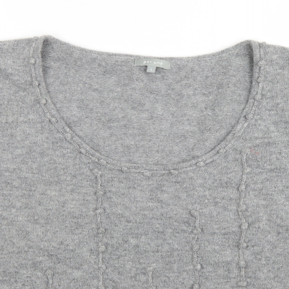 Per Una Womens Grey Scoop Neck  Wool Pullover Jumper Size L
