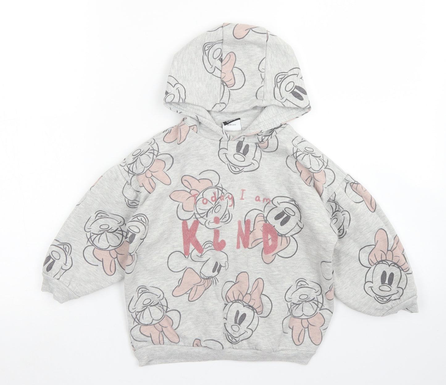 George Girls Grey  Cotton Pullover Hoodie Size 3-4 Years   - Minnie Mosue