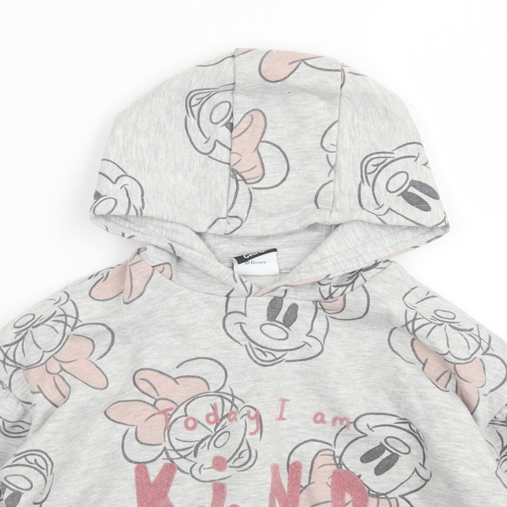 George Girls Grey  Cotton Pullover Hoodie Size 3-4 Years   - Minnie Mosue