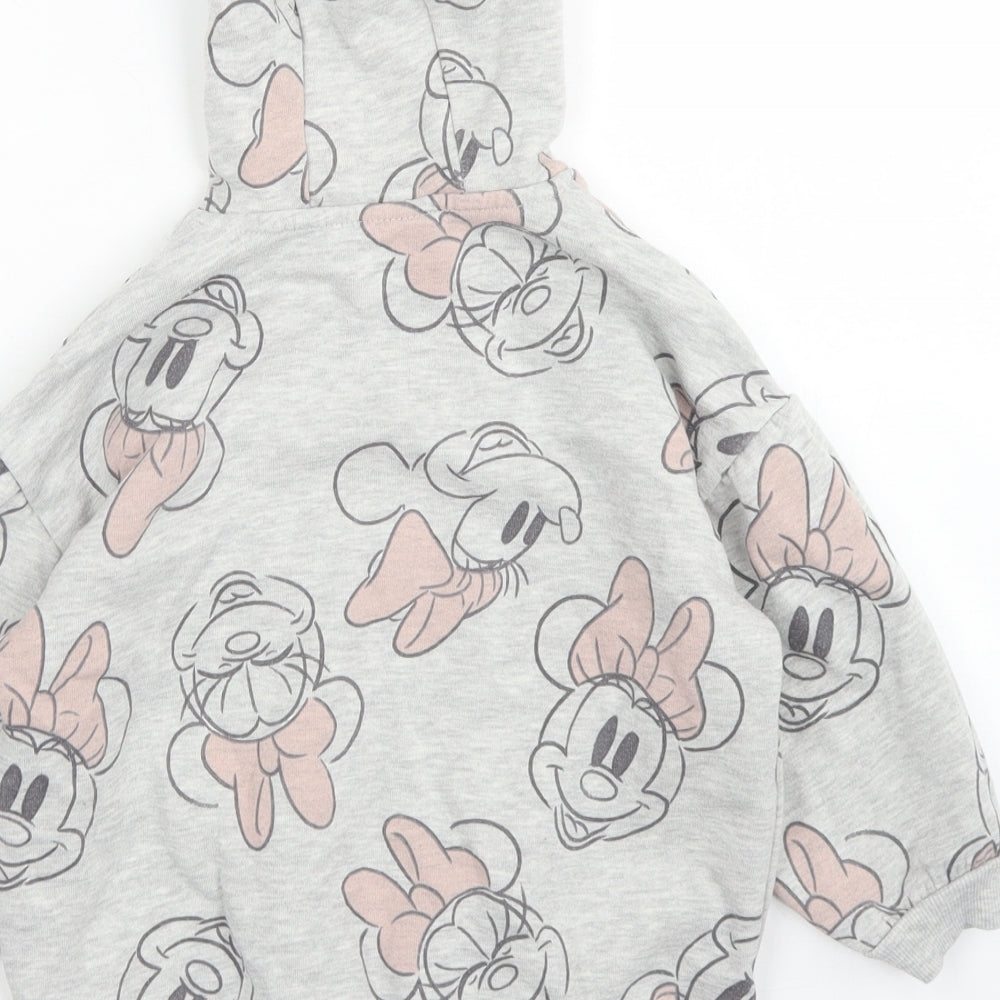 George Girls Grey  Cotton Pullover Hoodie Size 3-4 Years   - Minnie Mosue