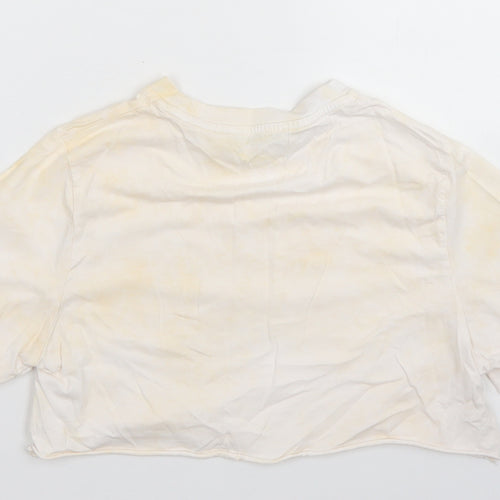 Nasty Gal Womens Yellow  Cotton Cropped T-Shirt Size 8 Crew Neck