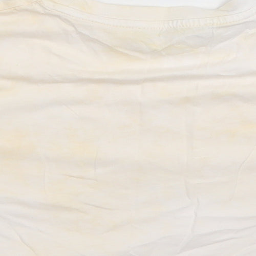 Nasty Gal Womens Yellow  Cotton Cropped T-Shirt Size 8 Crew Neck