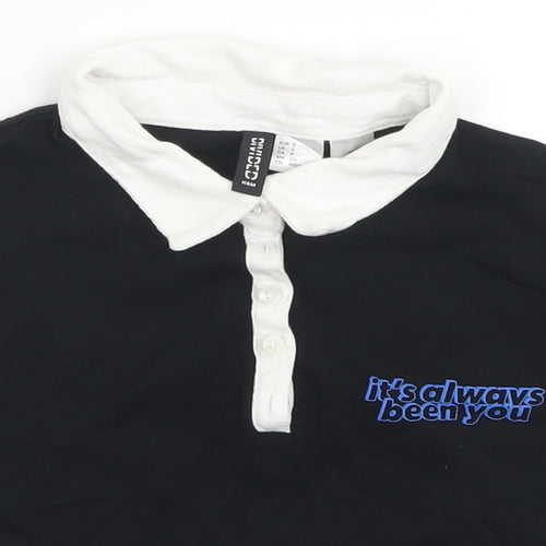 Divided Womens Black  Cotton Cropped Polo Size S Collared - Sex Education