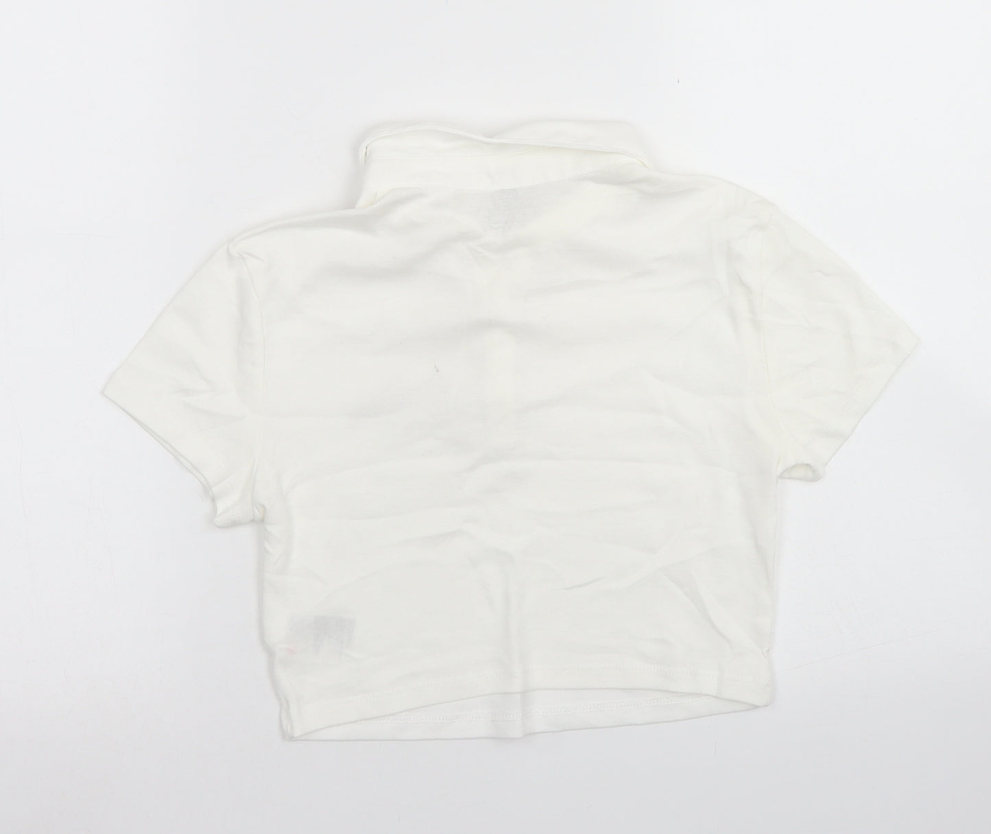 Divided Womens White  Cotton Cropped Polo Size S Collared - Sex Education
