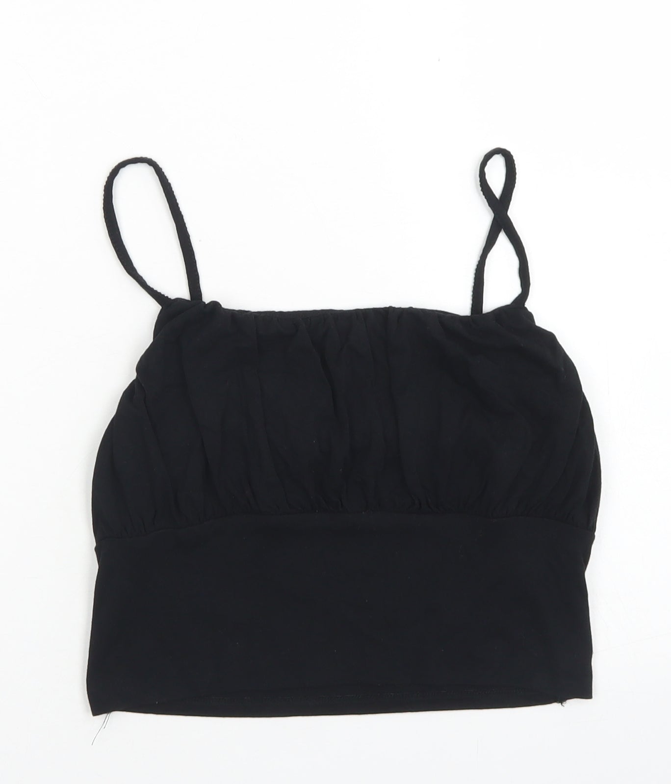 Primark Womens Black  Viscose Cropped Tank Size S Scoop Neck