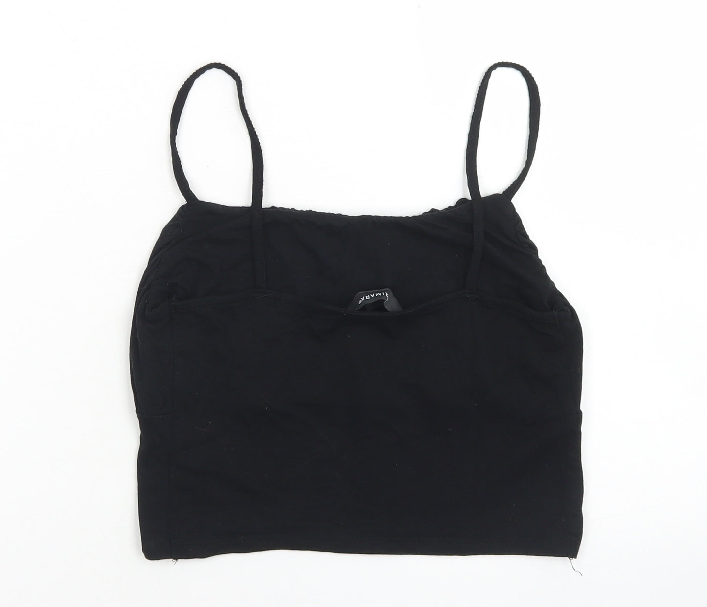 Primark Womens Black  Viscose Cropped Tank Size S Scoop Neck