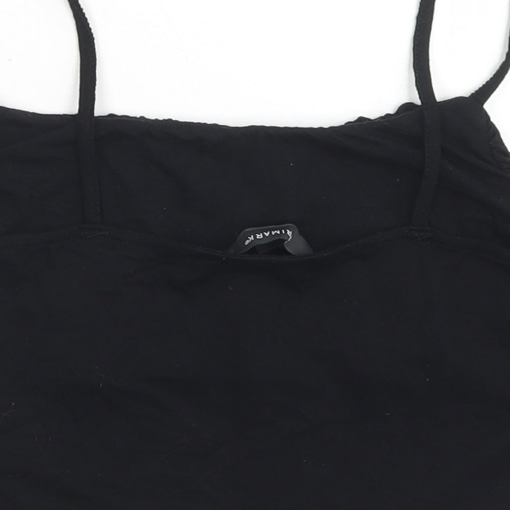 Primark Womens Black  Viscose Cropped Tank Size S Scoop Neck