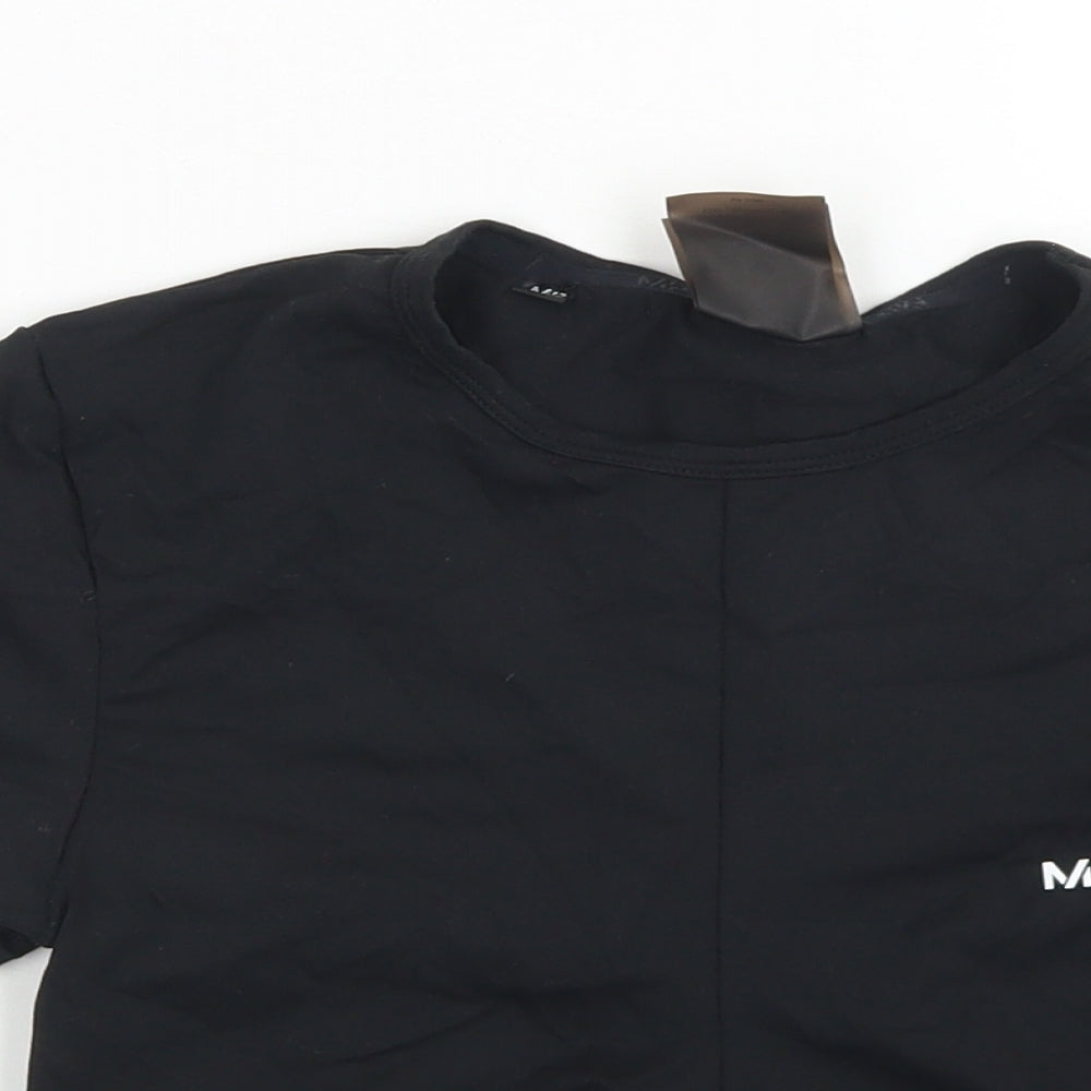 MP Womens Black  Nylon Cropped T-Shirt Size S Crew Neck  - Knot front