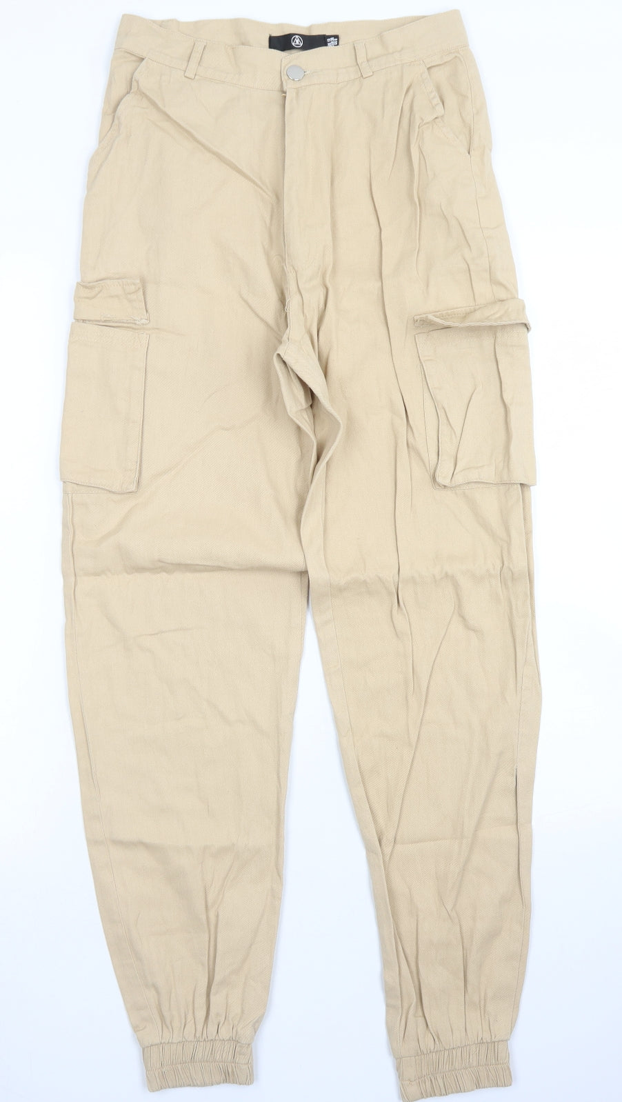 Missguided Womens Brown  Cotton Cargo Trousers Size 10 L28 in Regular Button