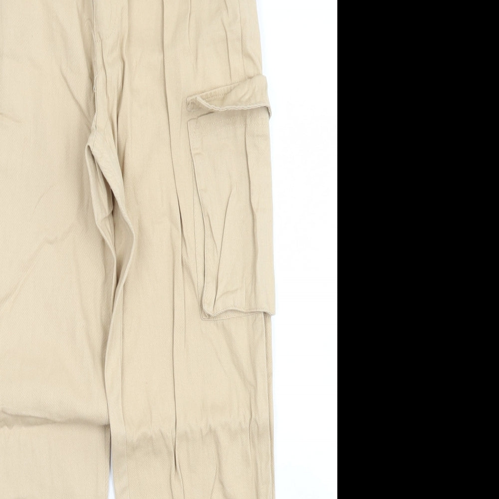 Missguided Womens Brown  Cotton Cargo Trousers Size 10 L28 in Regular Button
