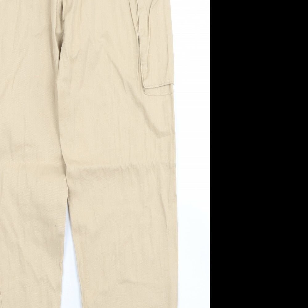 Missguided Womens Brown  Cotton Cargo Trousers Size 10 L28 in Regular Button