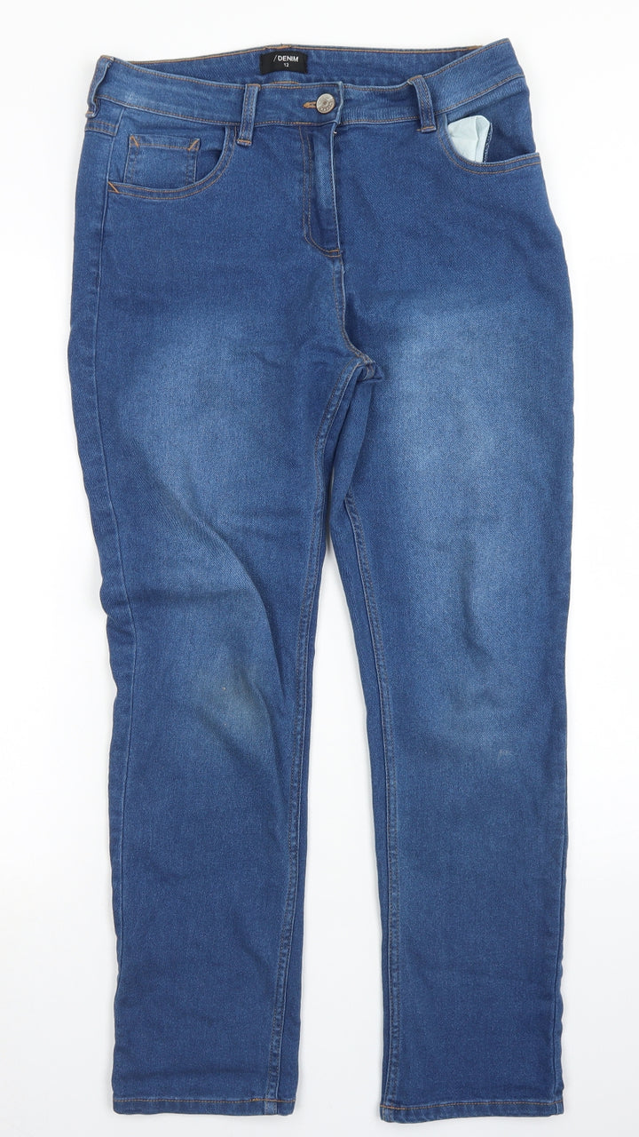 /Denim Womens Blue Cotton Skinny Jeans Size 12 L27 in Regular Button