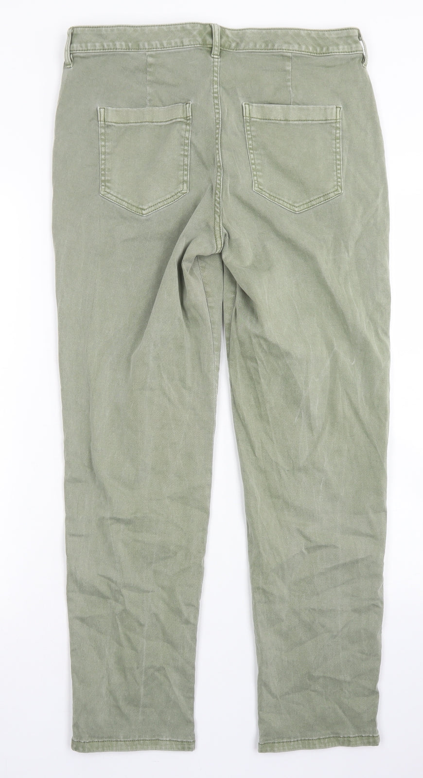 F&F Womens Green  Cotton Straight Jeans Size 12 L26 in Regular Button