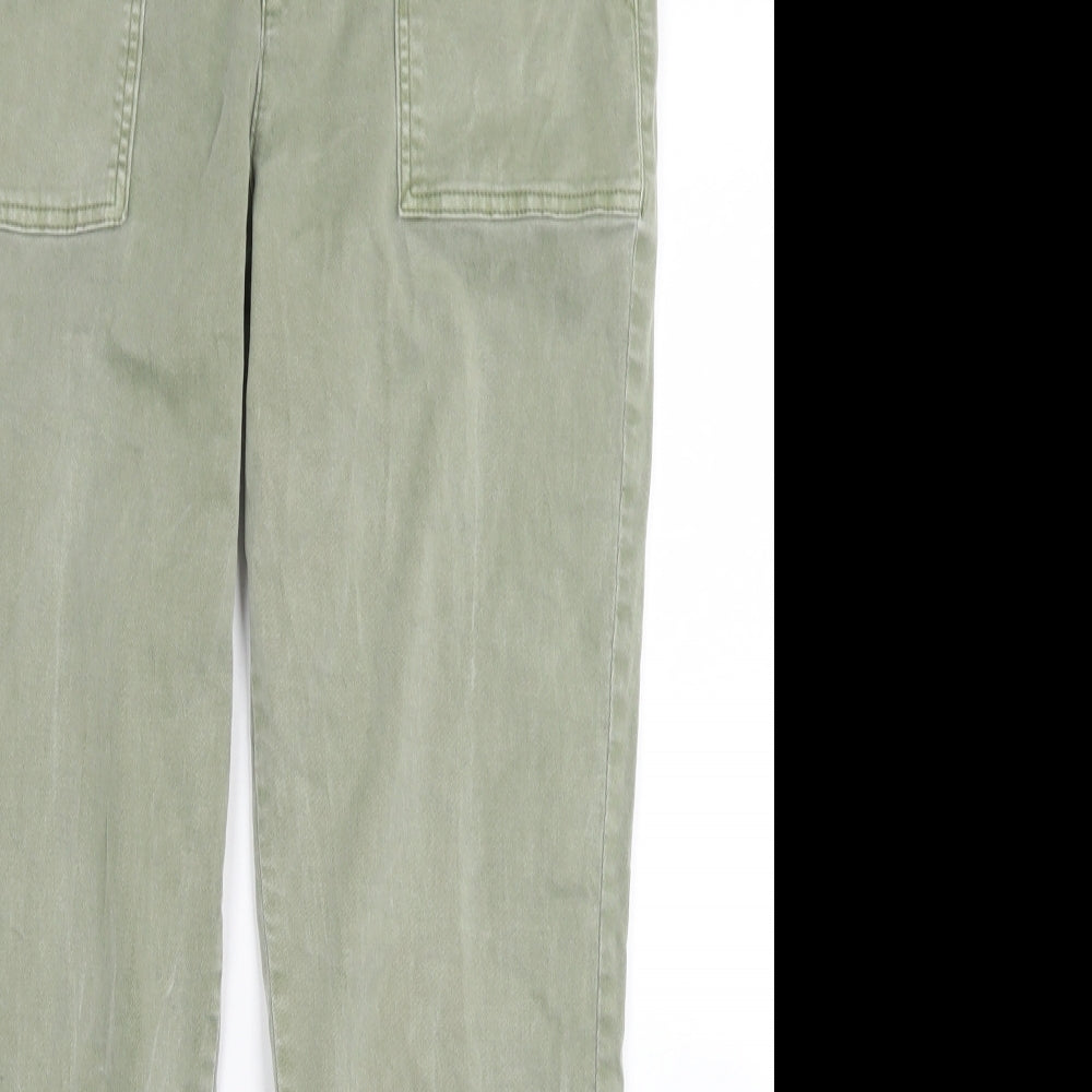 F&F Womens Green  Cotton Straight Jeans Size 12 L26 in Regular Button