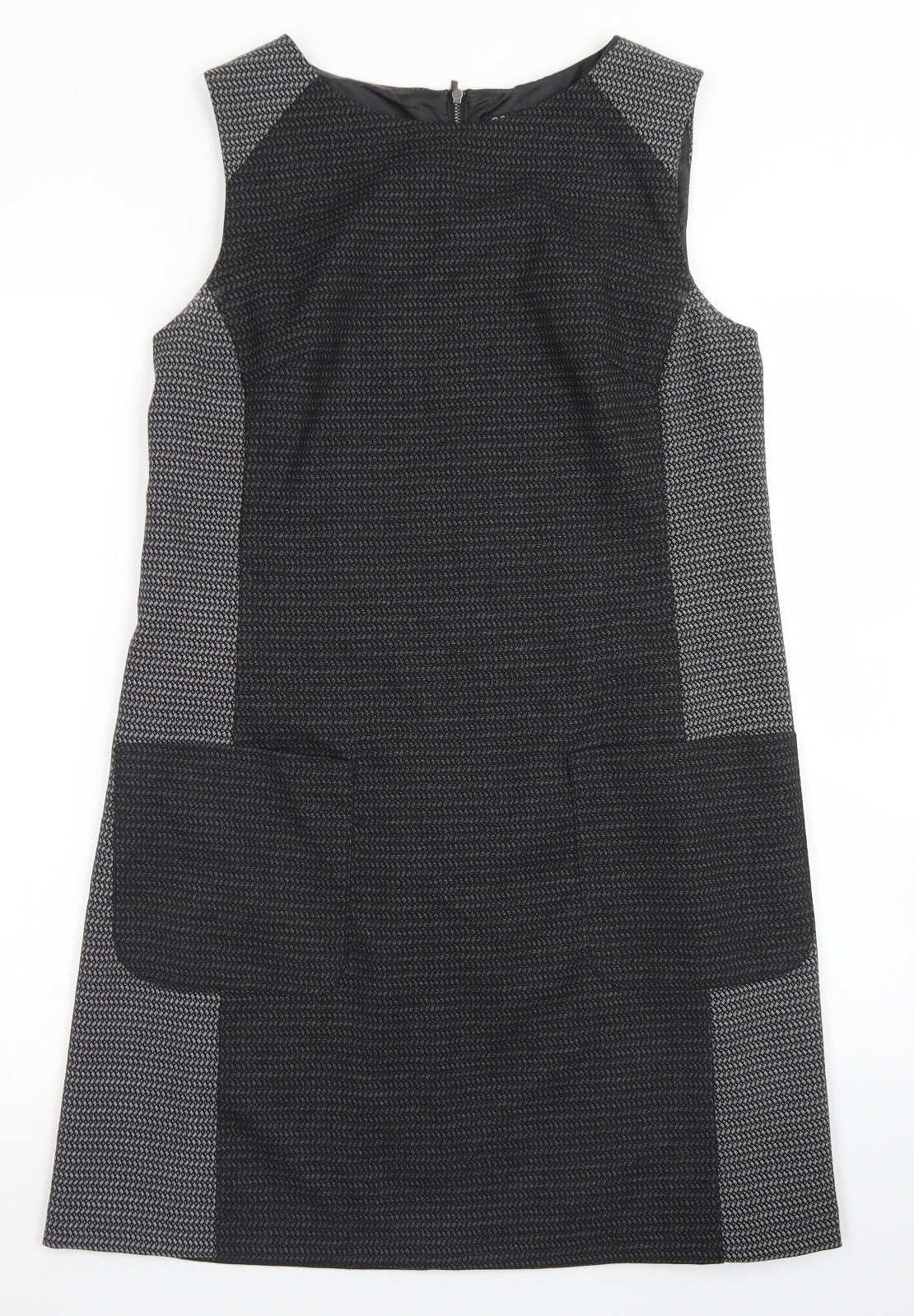 NEXT Womens Black Colourblock Polyester A-Line  Size 12  Round Neck Zip