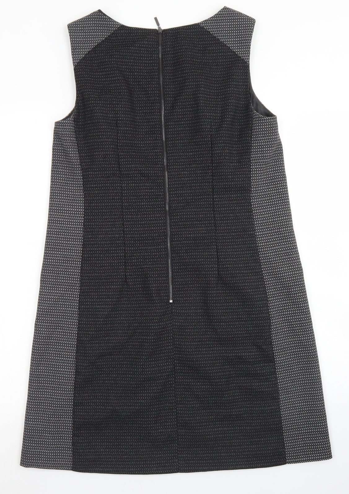 NEXT Womens Black Colourblock Polyester A-Line  Size 12  Round Neck Zip