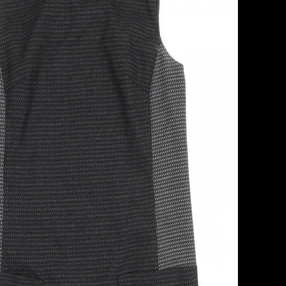 NEXT Womens Black Colourblock Polyester A-Line  Size 12  Round Neck Zip
