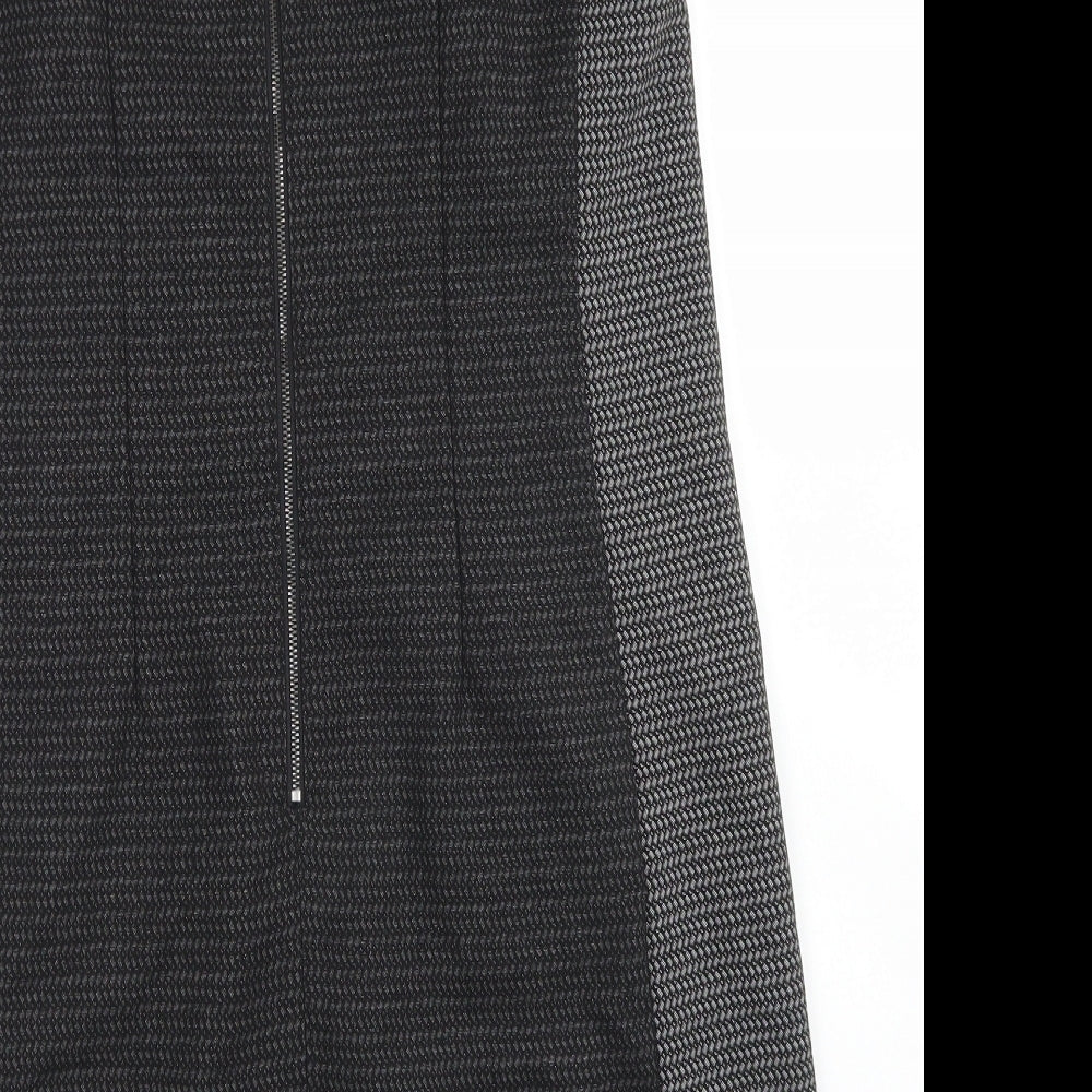 NEXT Womens Black Colourblock Polyester A-Line  Size 12  Round Neck Zip