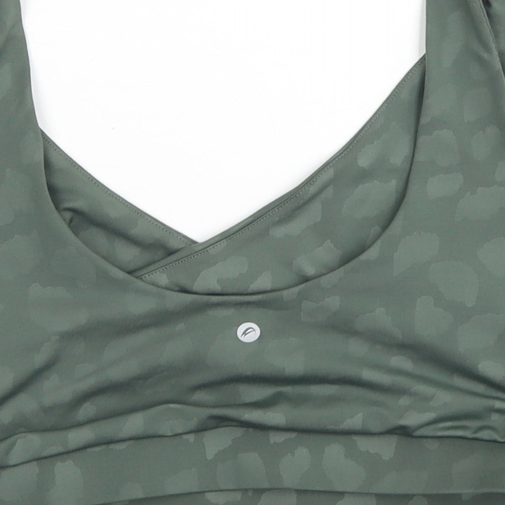 F&F Womens Green Camouflage Polyester Cropped Tank Size 16 Round Neck
