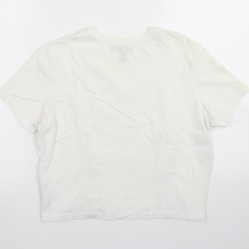 915 Generation Girls White  Cotton Basic T-Shirt Size 14-15 Years Crew Neck  - Lace up front