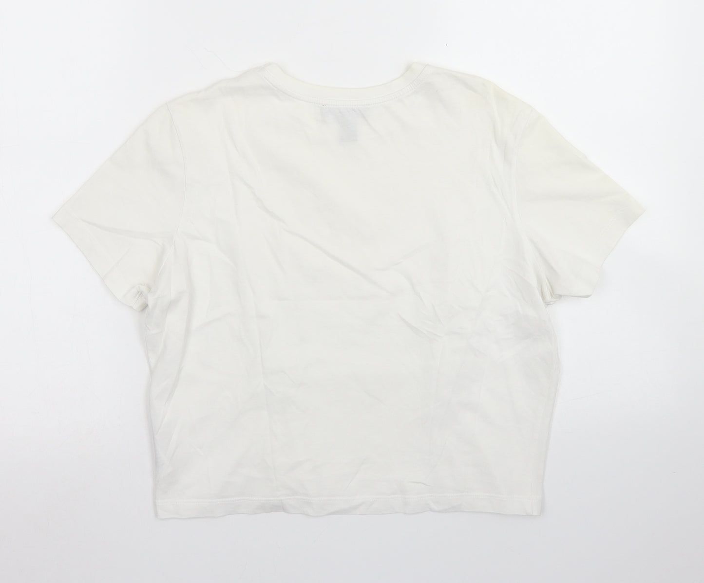 915 Generation Girls White  Cotton Basic T-Shirt Size 14-15 Years Crew Neck  - Lace up front