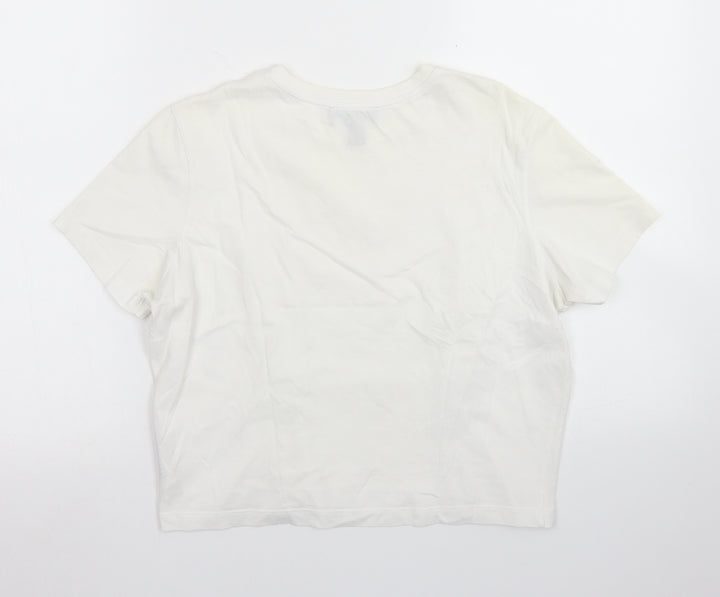 915 Generation Girls White  Cotton Basic T-Shirt Size 14-15 Years Crew Neck  - Lace up front