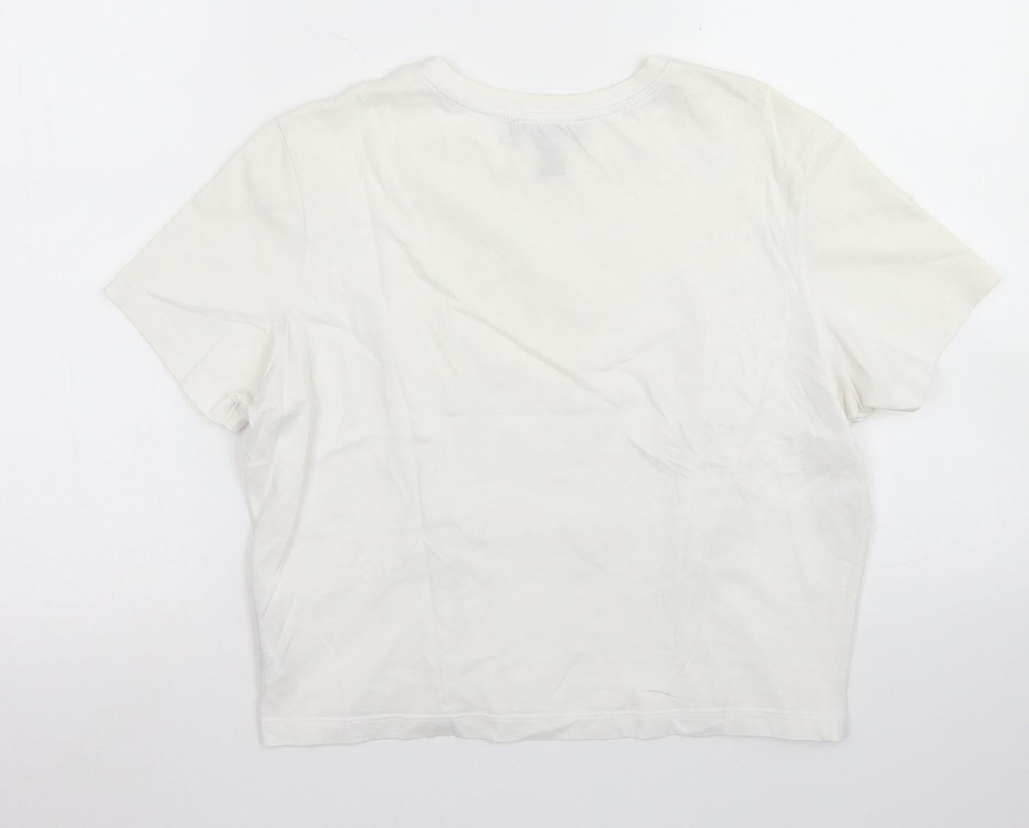 915 Generation Girls White  Cotton Basic T-Shirt Size 14-15 Years Crew Neck  - Lace up front
