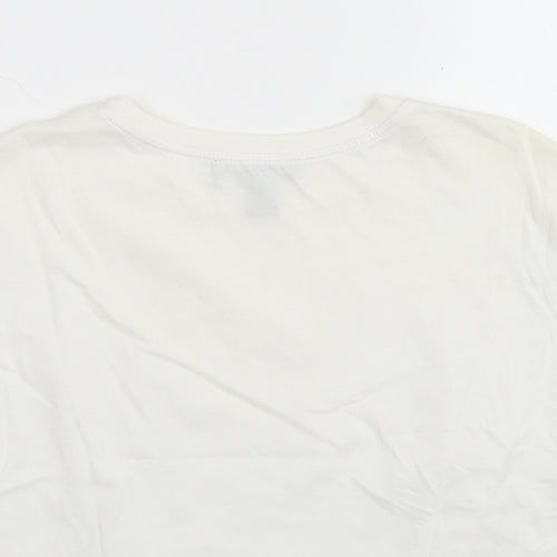 915 Generation Girls White  Cotton Basic T-Shirt Size 14-15 Years Crew Neck  - Lace up front