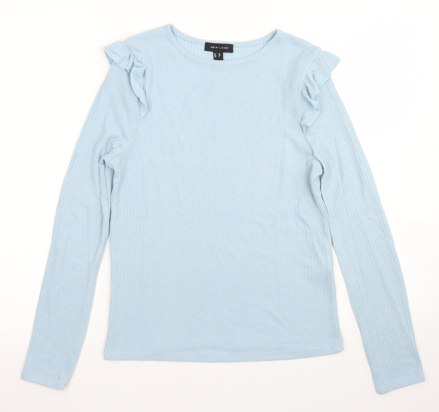 New Look Womens Blue  Viscose Basic T-Shirt Size 10 Crew Neck