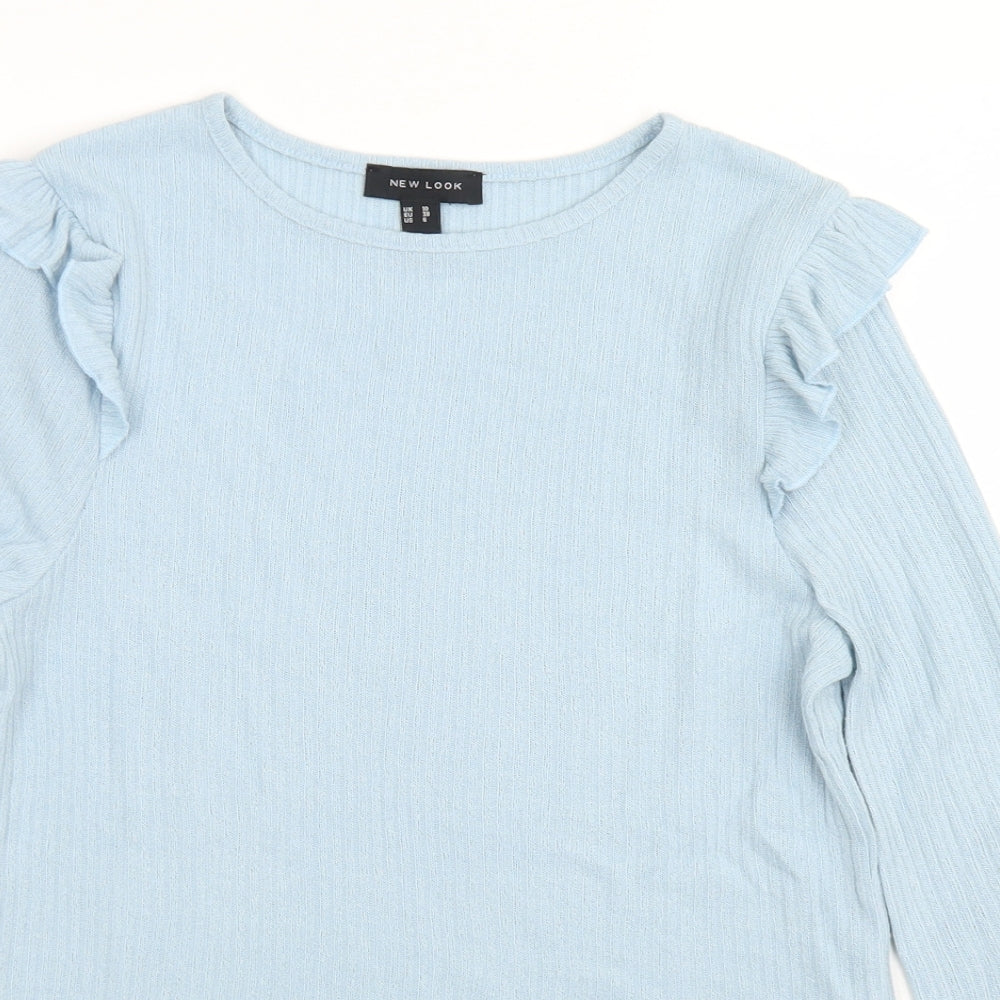 New Look Womens Blue  Viscose Basic T-Shirt Size 10 Crew Neck
