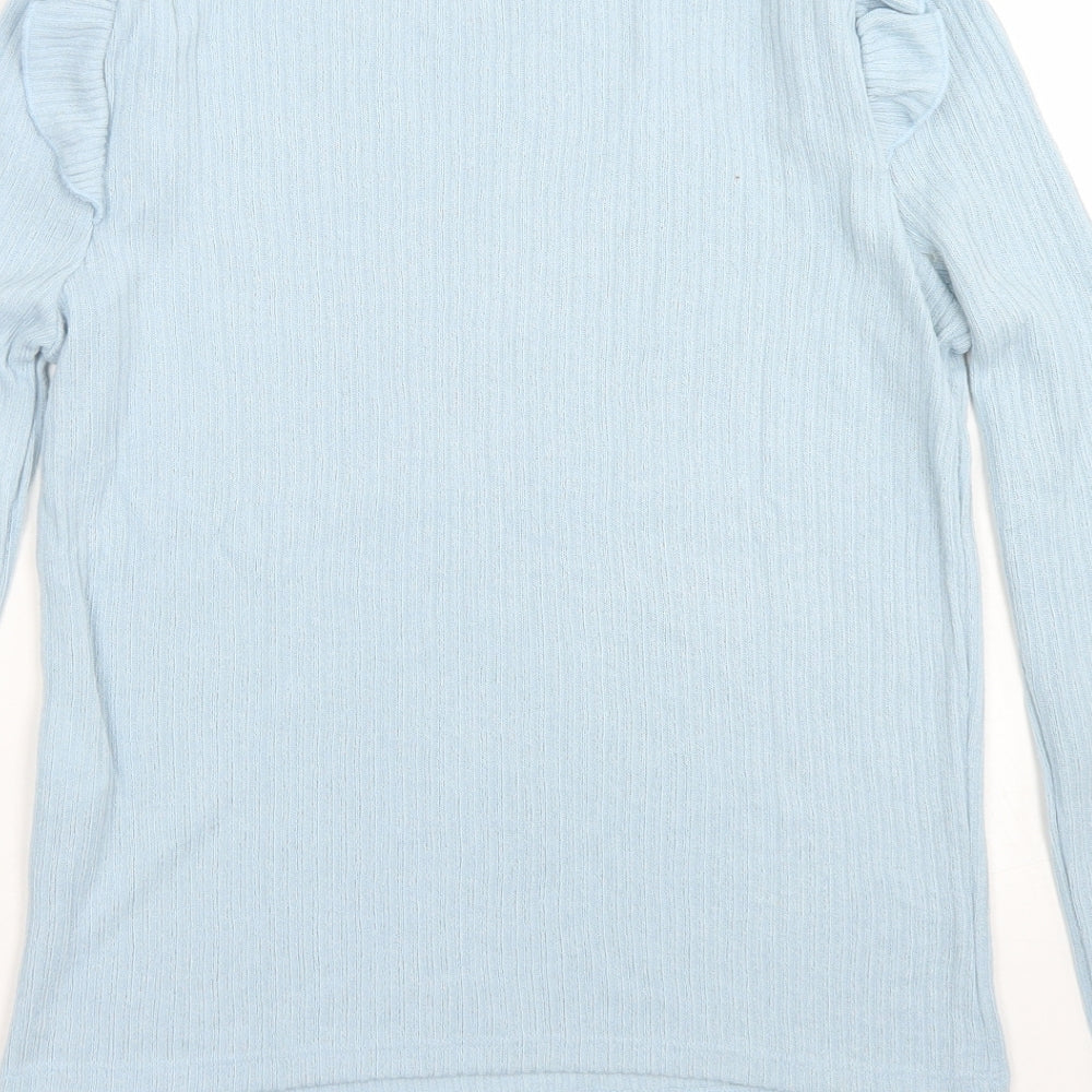 New Look Womens Blue  Viscose Basic T-Shirt Size 10 Crew Neck