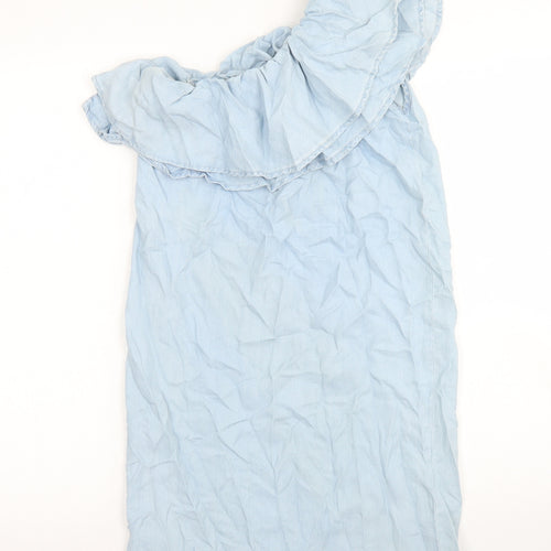 New Look Womens Blue  Lyocell A-Line  Size 4  One Shoulder