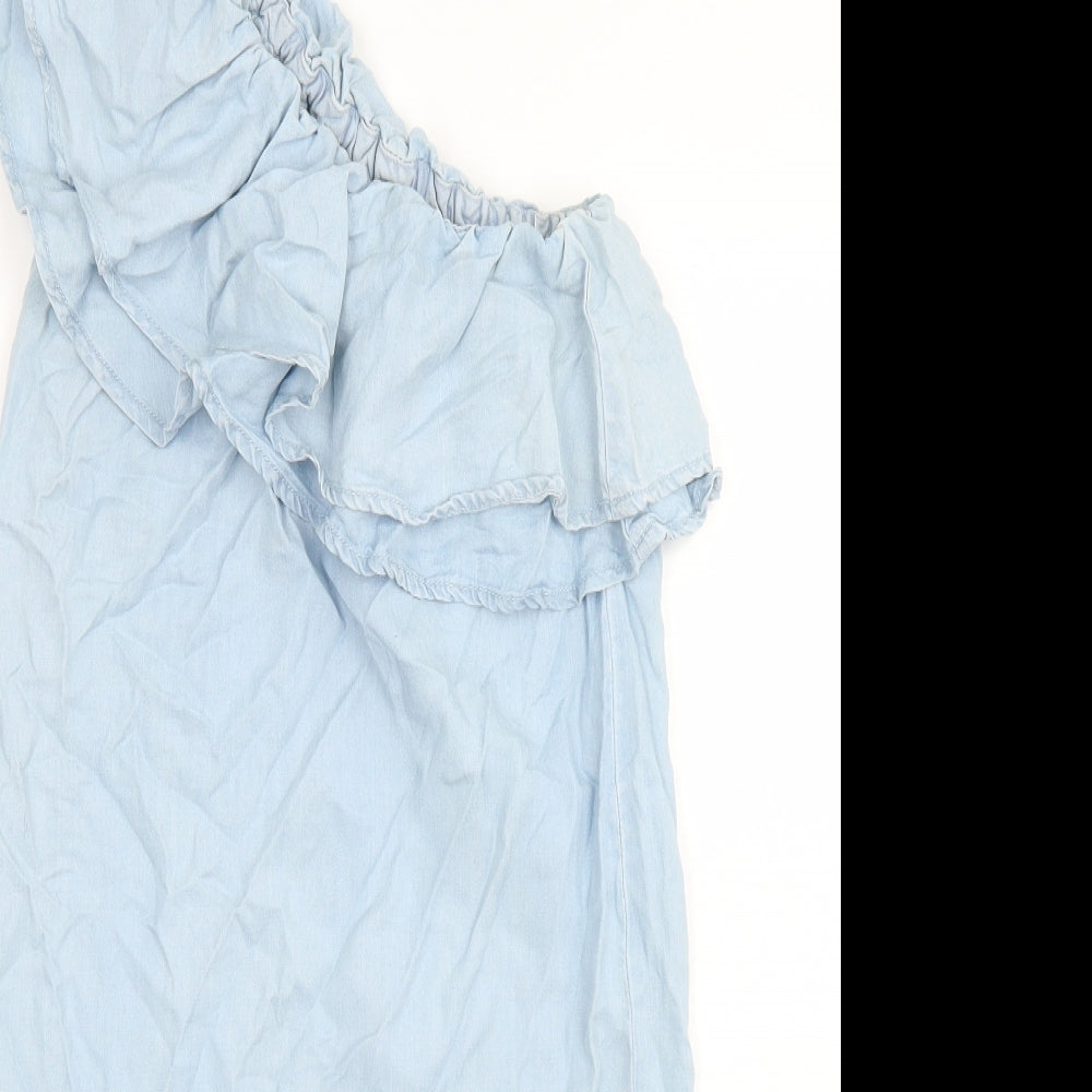 New Look Womens Blue  Lyocell A-Line  Size 4  One Shoulder