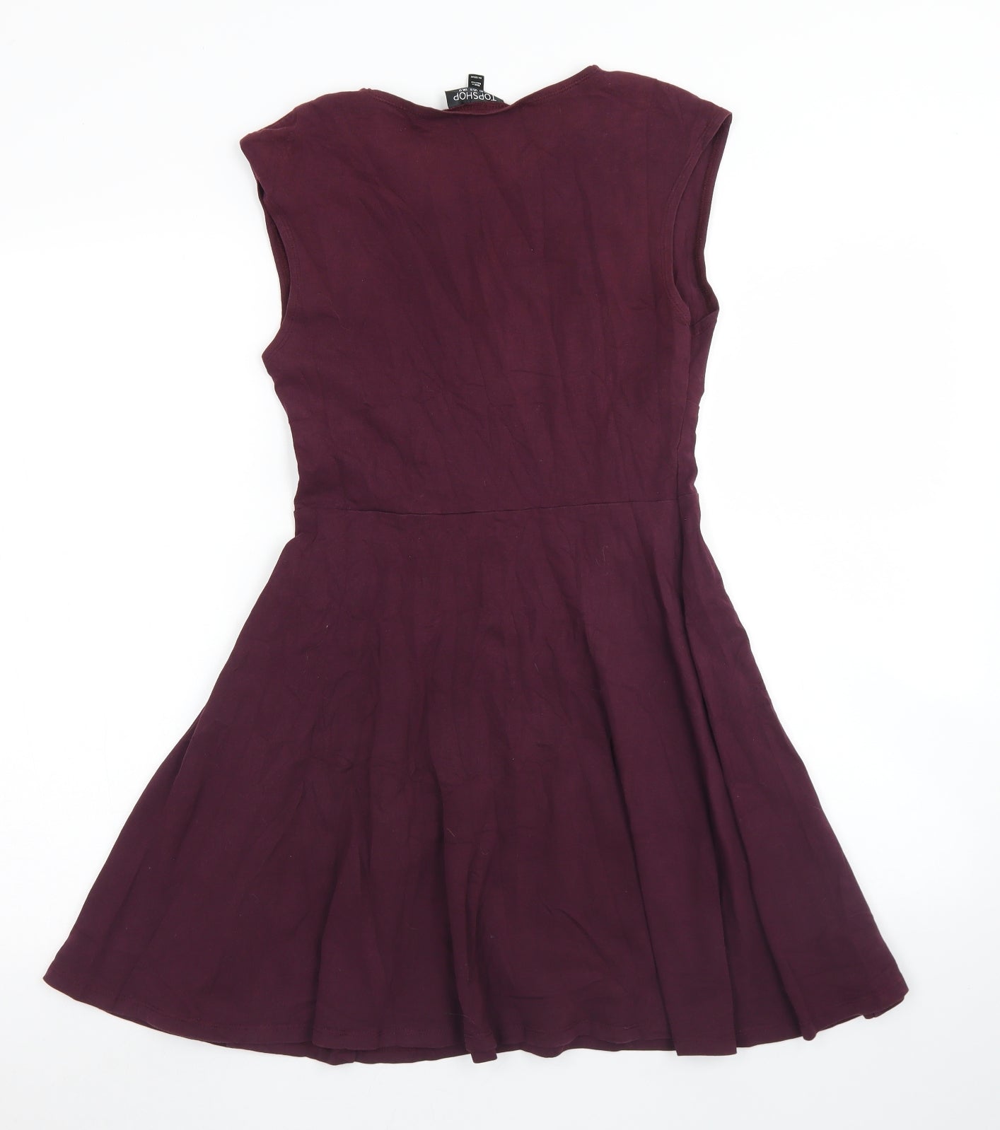 Topshop Womens Purple  Cotton Skater Dress  Size 12  Round Neck