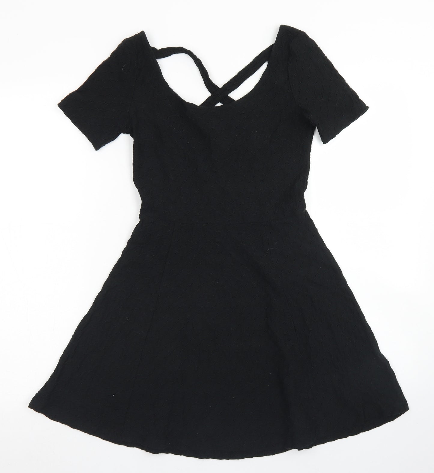 Divided Womens Black  Cotton Skater Dress  Size 8  Round Neck