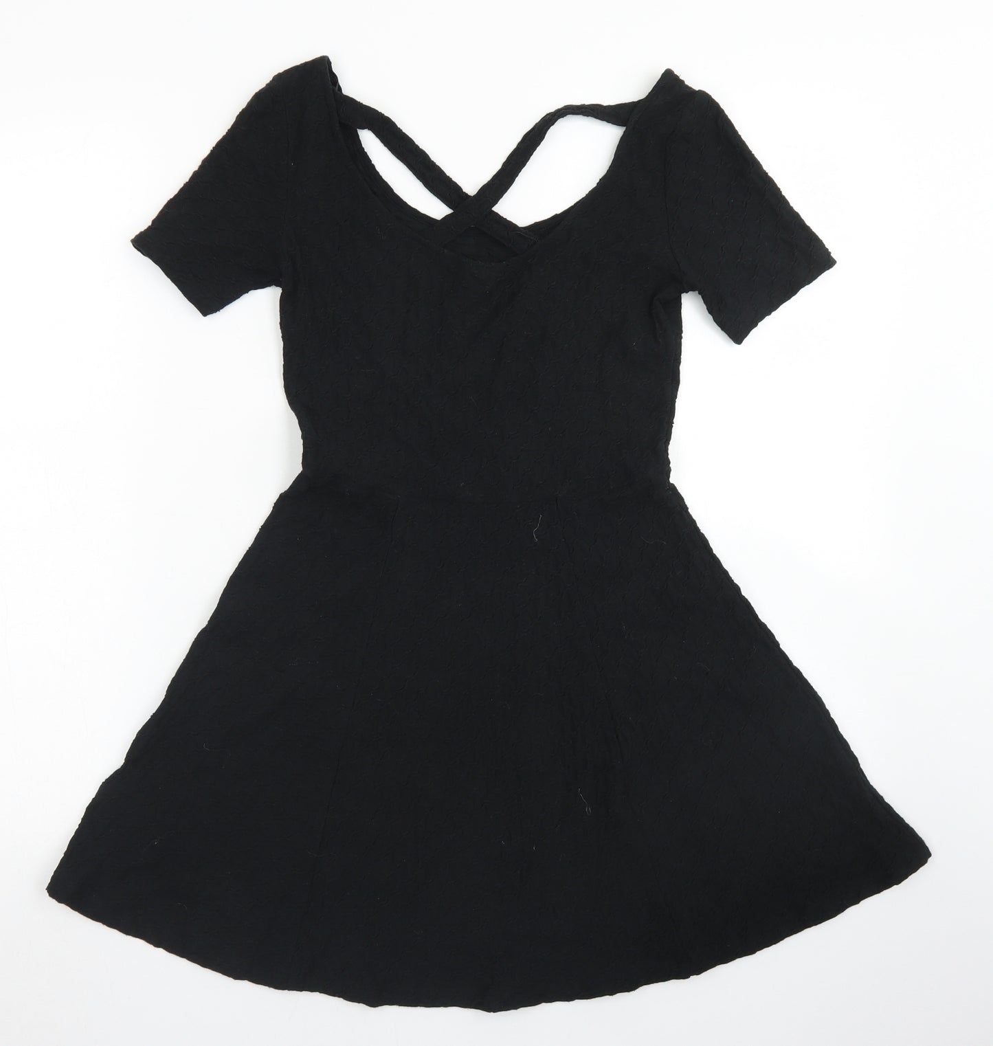 Divided Womens Black  Cotton Skater Dress  Size 8  Round Neck