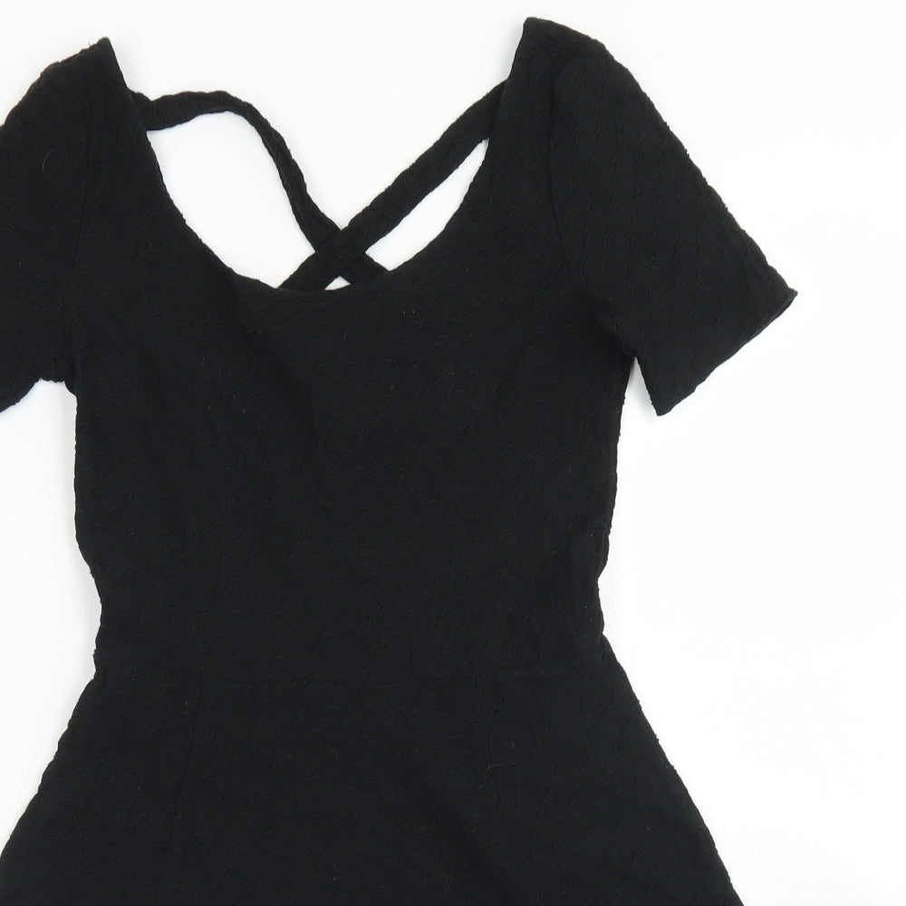 Divided Womens Black  Cotton Skater Dress  Size 8  Round Neck