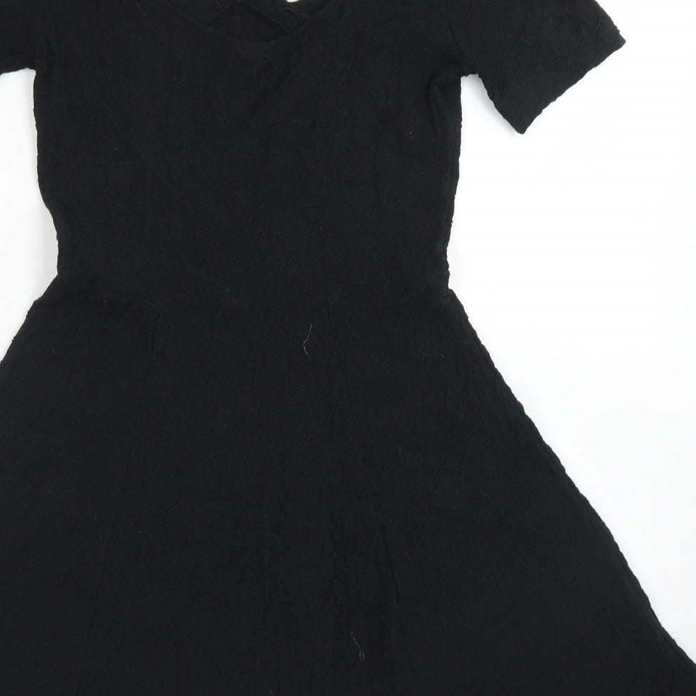 Divided Womens Black  Cotton Skater Dress  Size 8  Round Neck