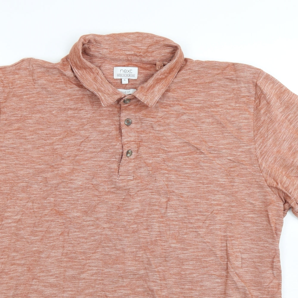 NEXT Mens Brown  Cotton  Polo Size XL Collared Button