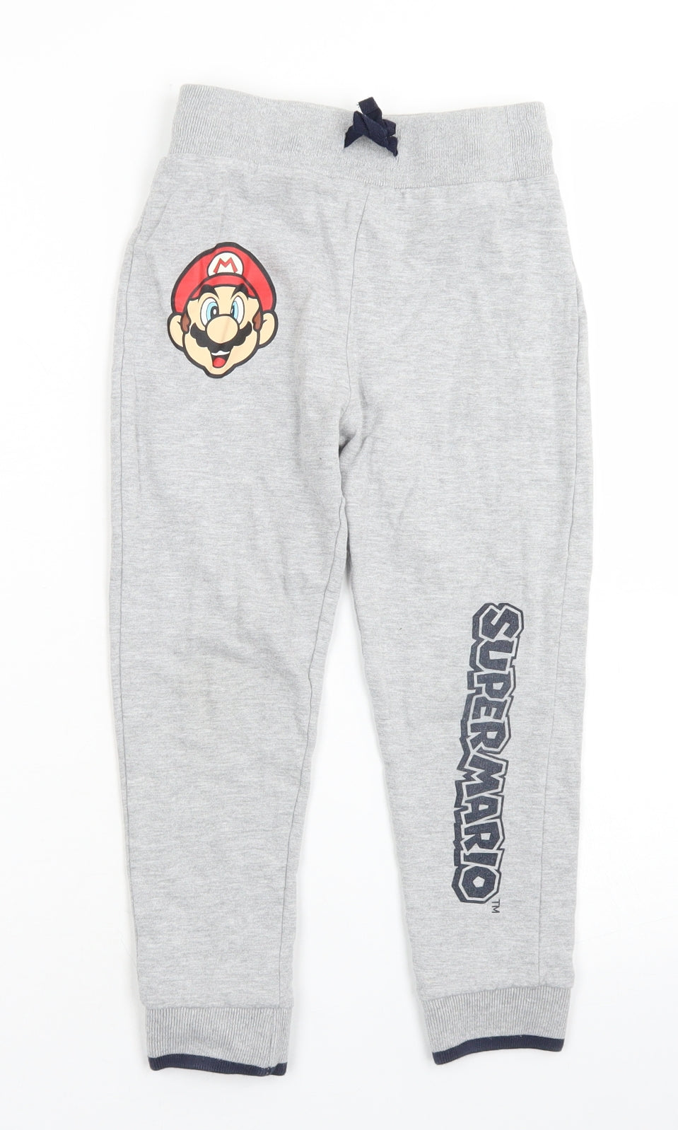 Studio Boys Grey  Cotton Jogger Trousers Size 5-6 Years  Regular Drawstring - Super Mario