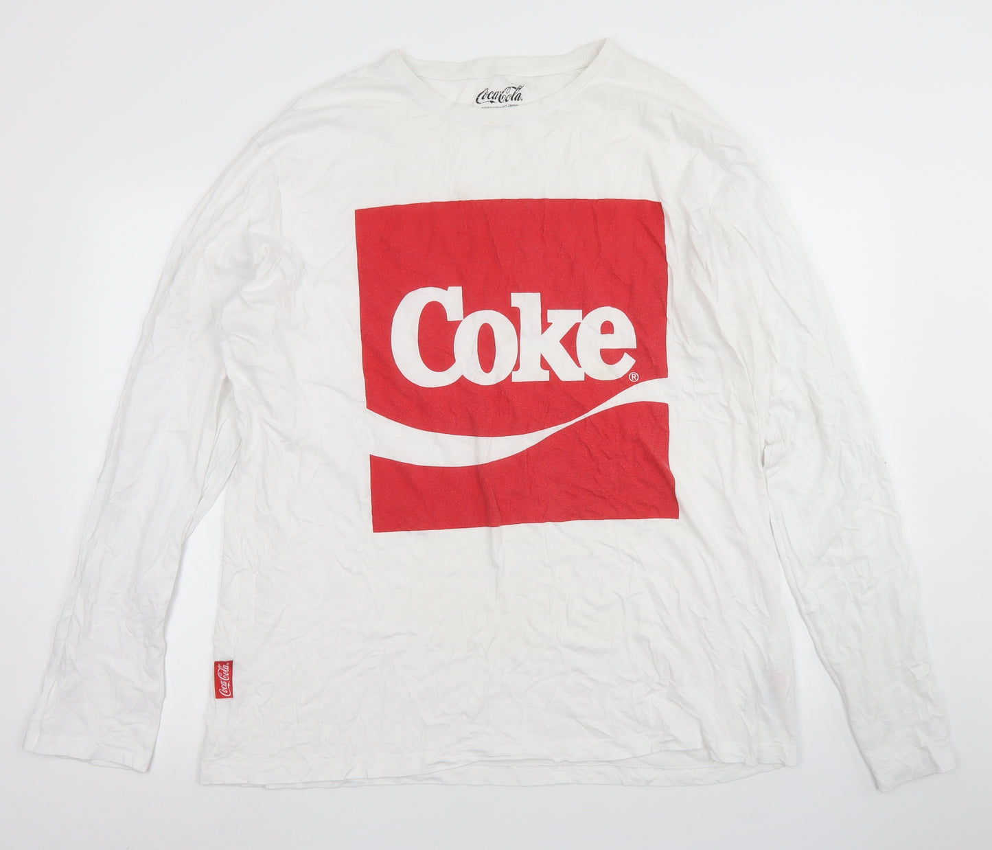 Primark Mens White  Cotton  T-Shirt Size 2XL Crew Neck  - Coca Cola