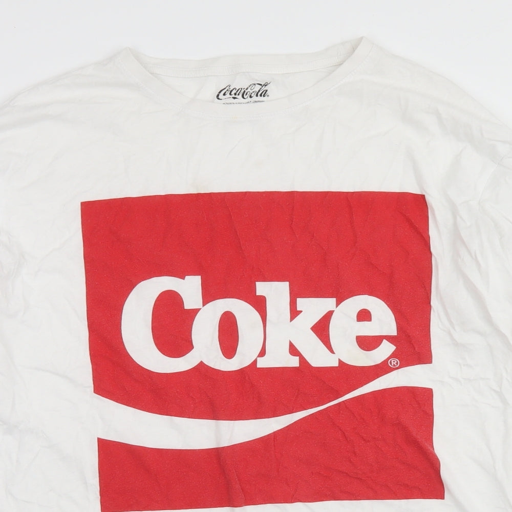 Primark Mens White  Cotton  T-Shirt Size 2XL Crew Neck  - Coca Cola