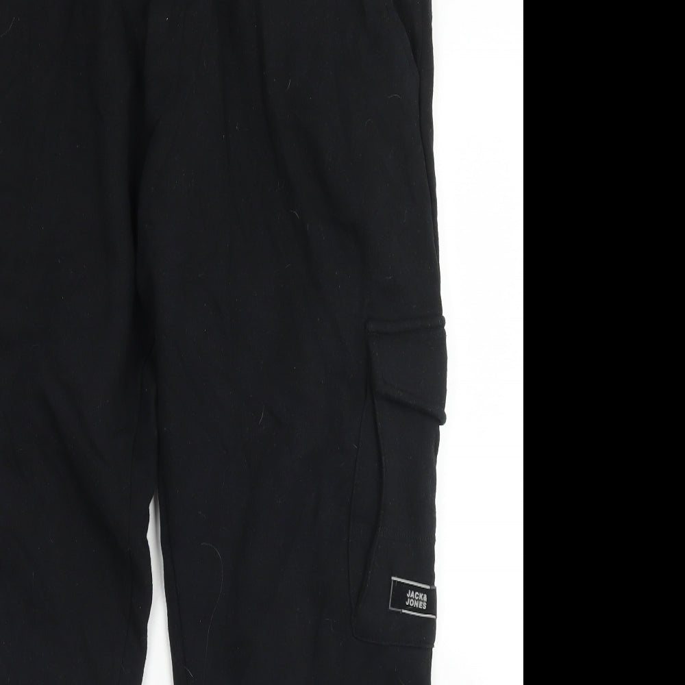 JACK & JONES Mens Black  Cotton Jogger Trousers Size 2XL L26 in Regular Drawstring