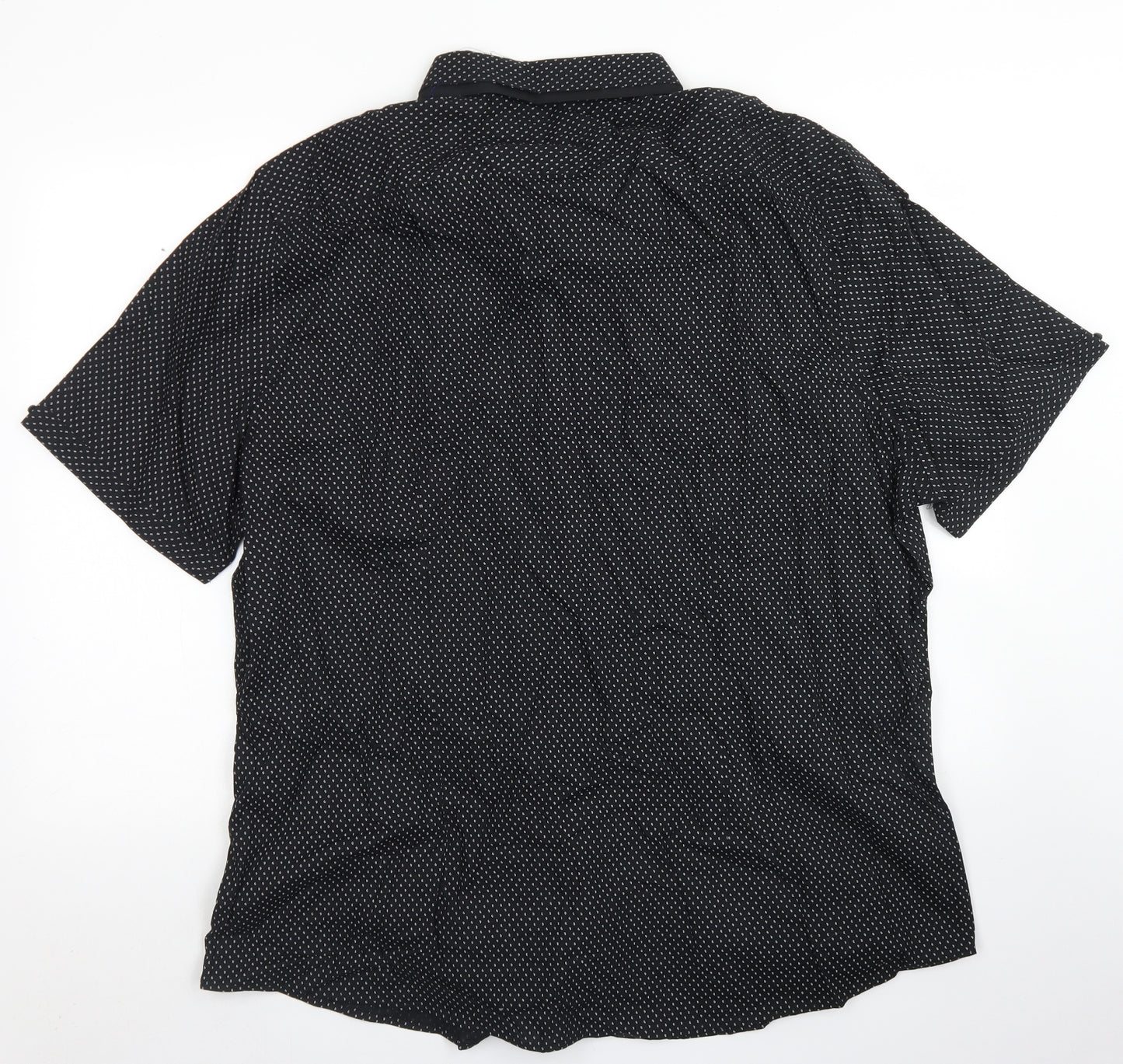 Tailor & Cutter Mens Black Polka Dot Cotton  Button-Up Size 3XL Collared Button