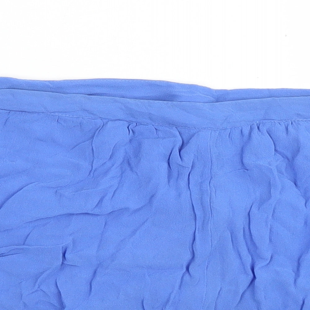 Topshop Womens Blue  Viscose Hot Pants Shorts Size 16  Regular Zip
