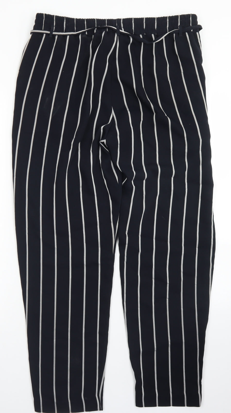 Mango Womens Blue Striped Polyester Dress Pants Trousers Size L L27 in Regular