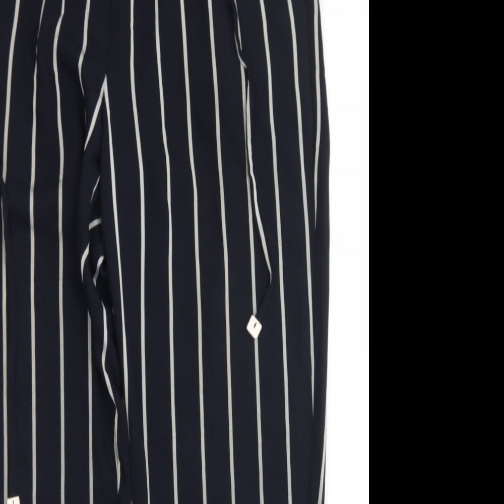 Mango Womens Blue Striped Polyester Dress Pants Trousers Size L L27 in Regular