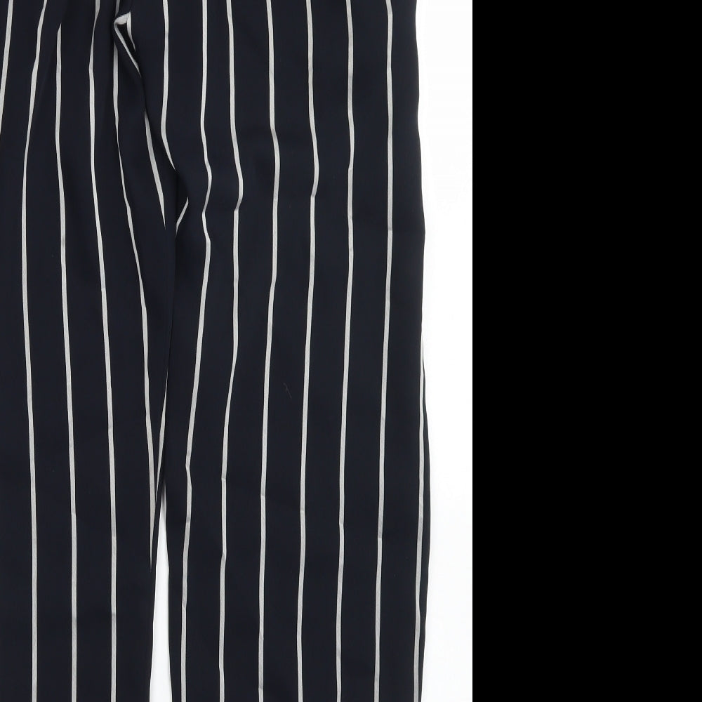 Mango Womens Blue Striped Polyester Dress Pants Trousers Size L L27 in Regular